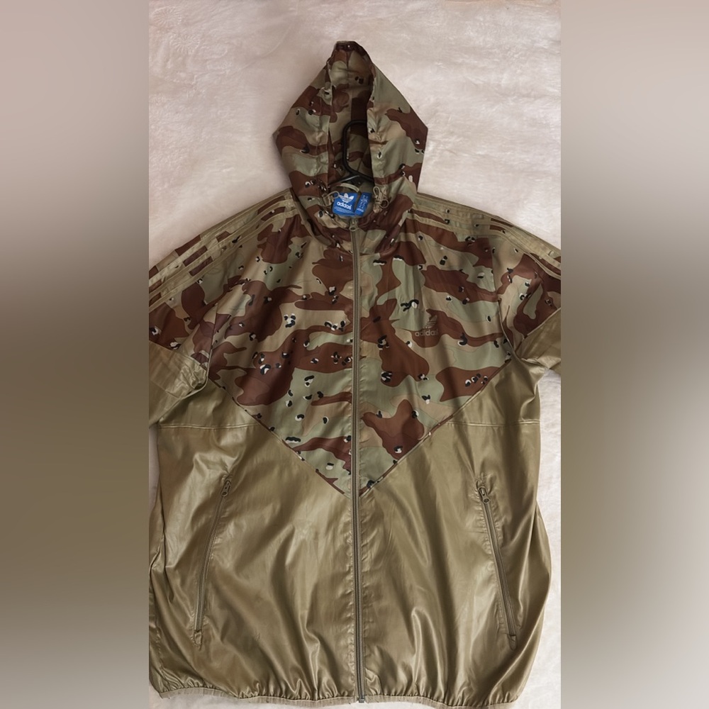 Adidas Men's Camo Windbreaker - Brown and Green